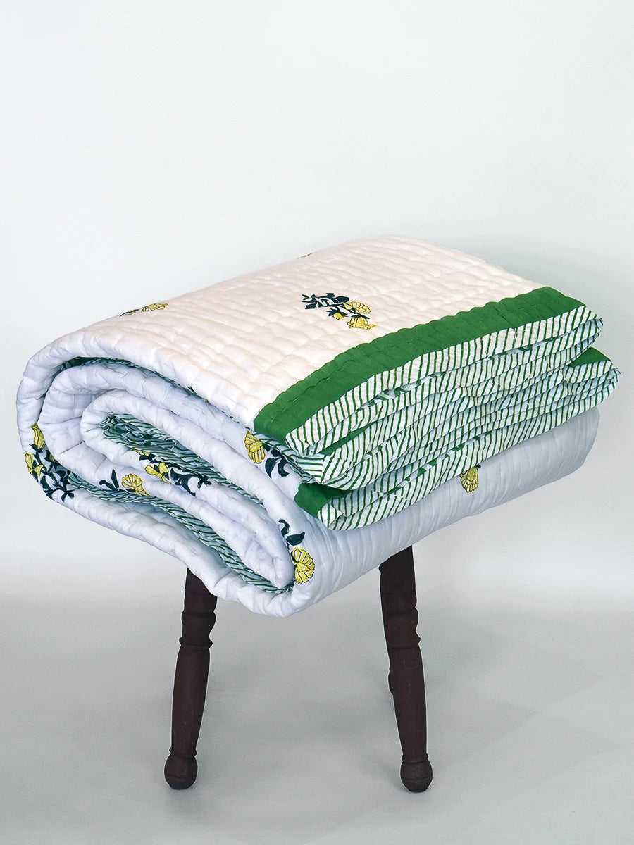 Mint Handstitched Organic Quilt