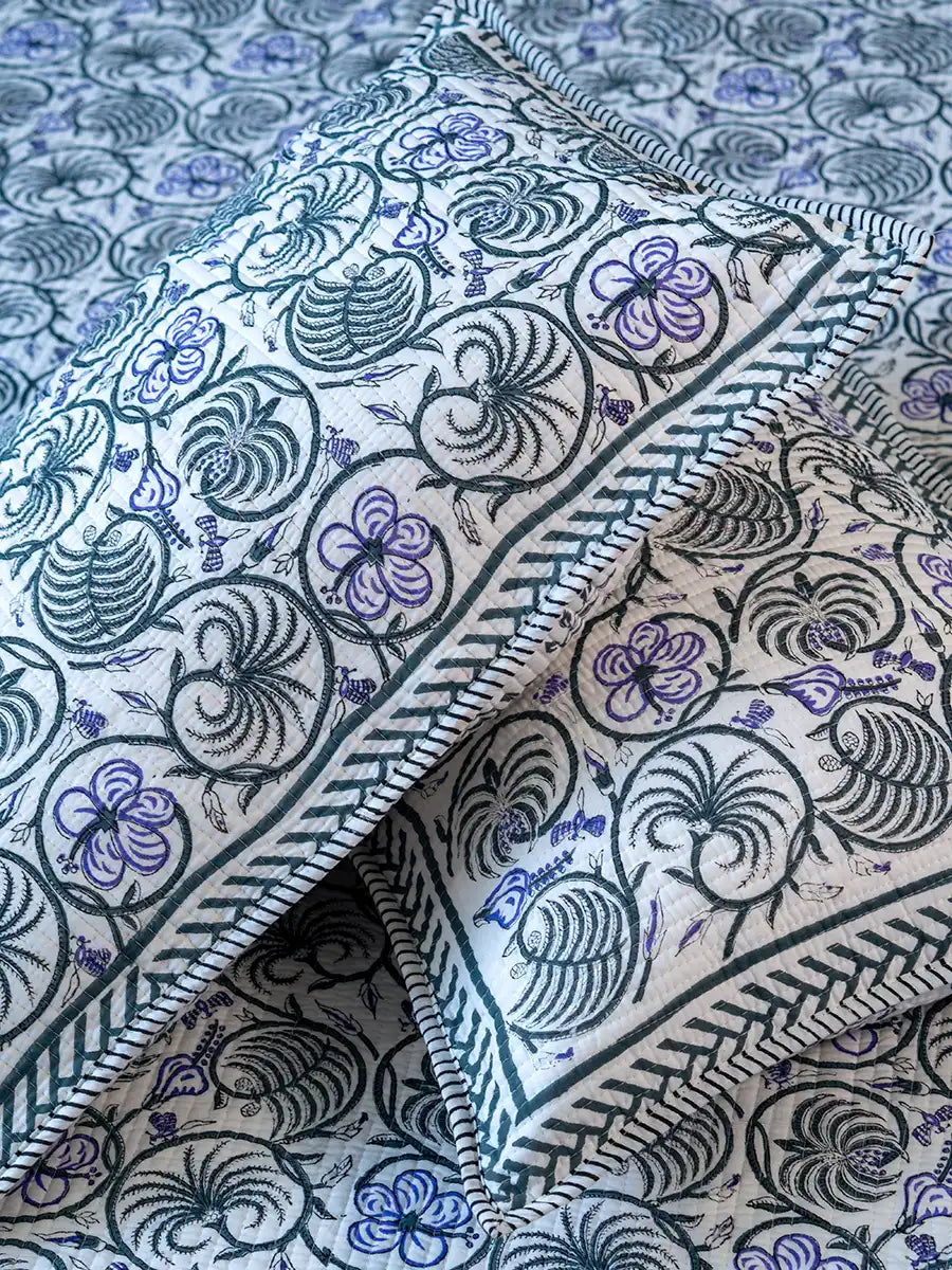Blue Jaal Organic Cotton Bedspread