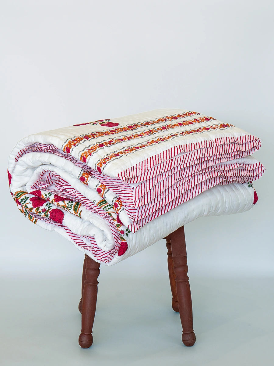 Dahlia Handstitched Organic Quilt