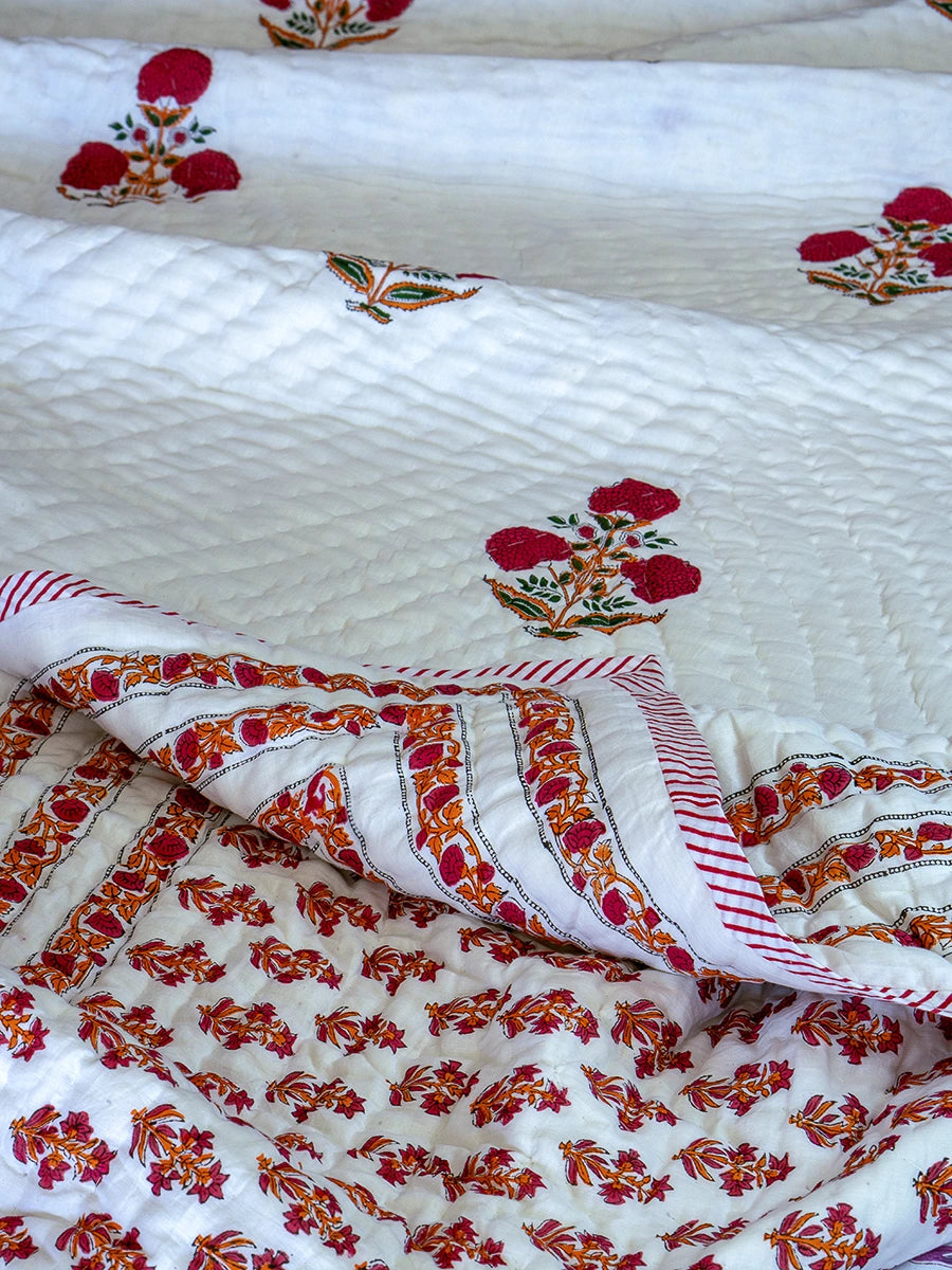 Dahlia Handstitched Organic Quilt