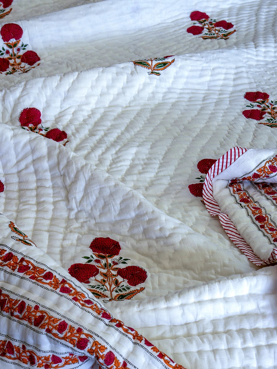 Dahlia Handstitched Organic Quilt