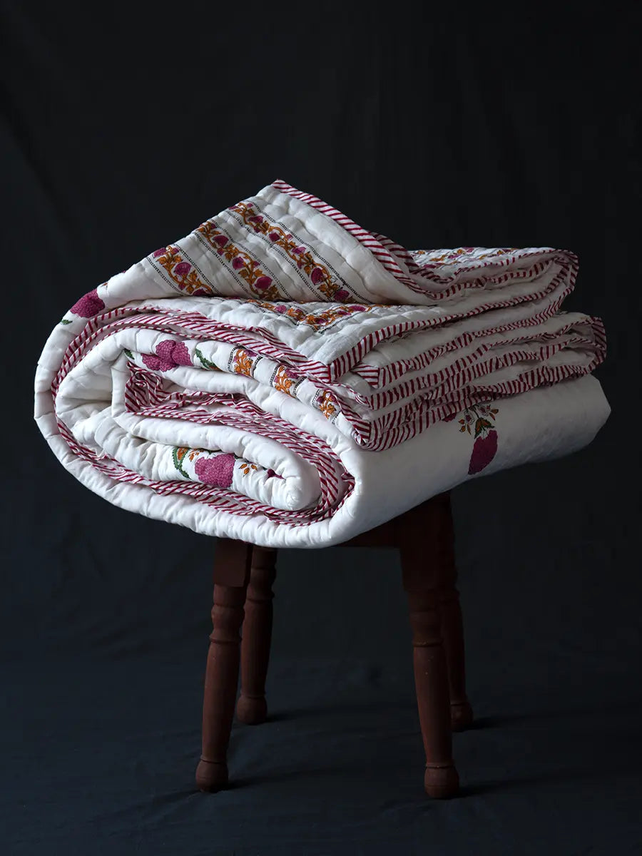 Dahlia Hand Block Muslin Quilt
