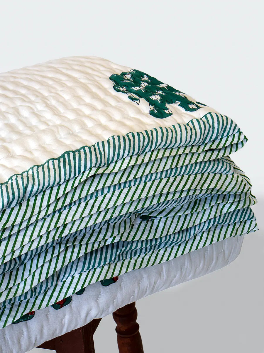 Elephant Handstitched Organic Quilt