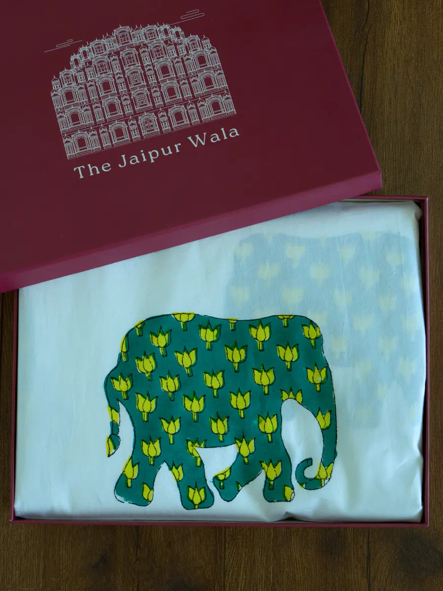 Elephant & Umbrella Organic Percale Cotton Sheet Set