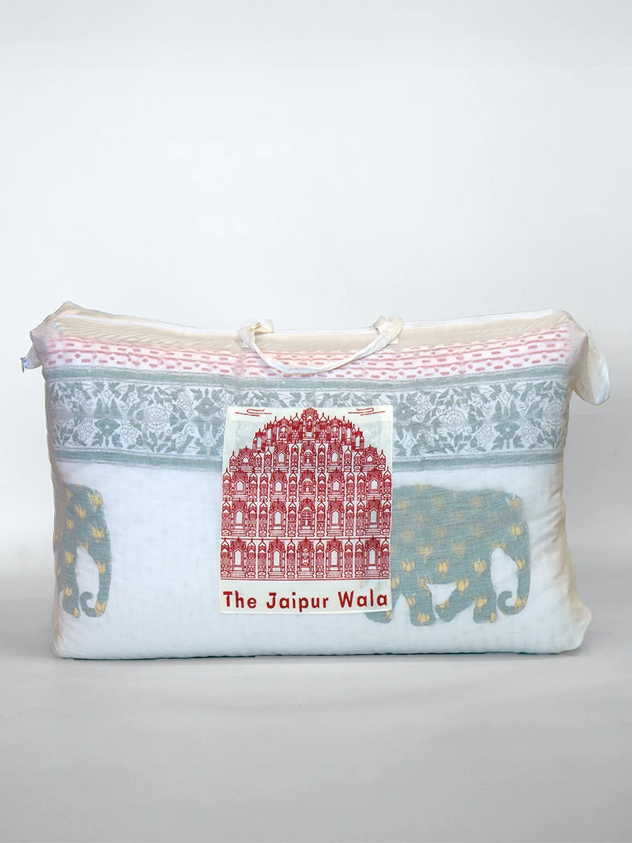 Elephant Umbrella Handstitched Organic Quilt