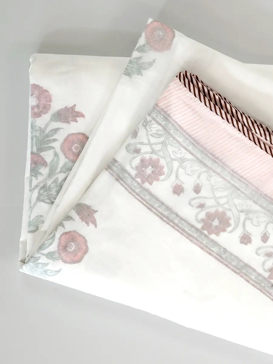 Elora Bloom Organic Muslin Blanket — Hand Block Printed