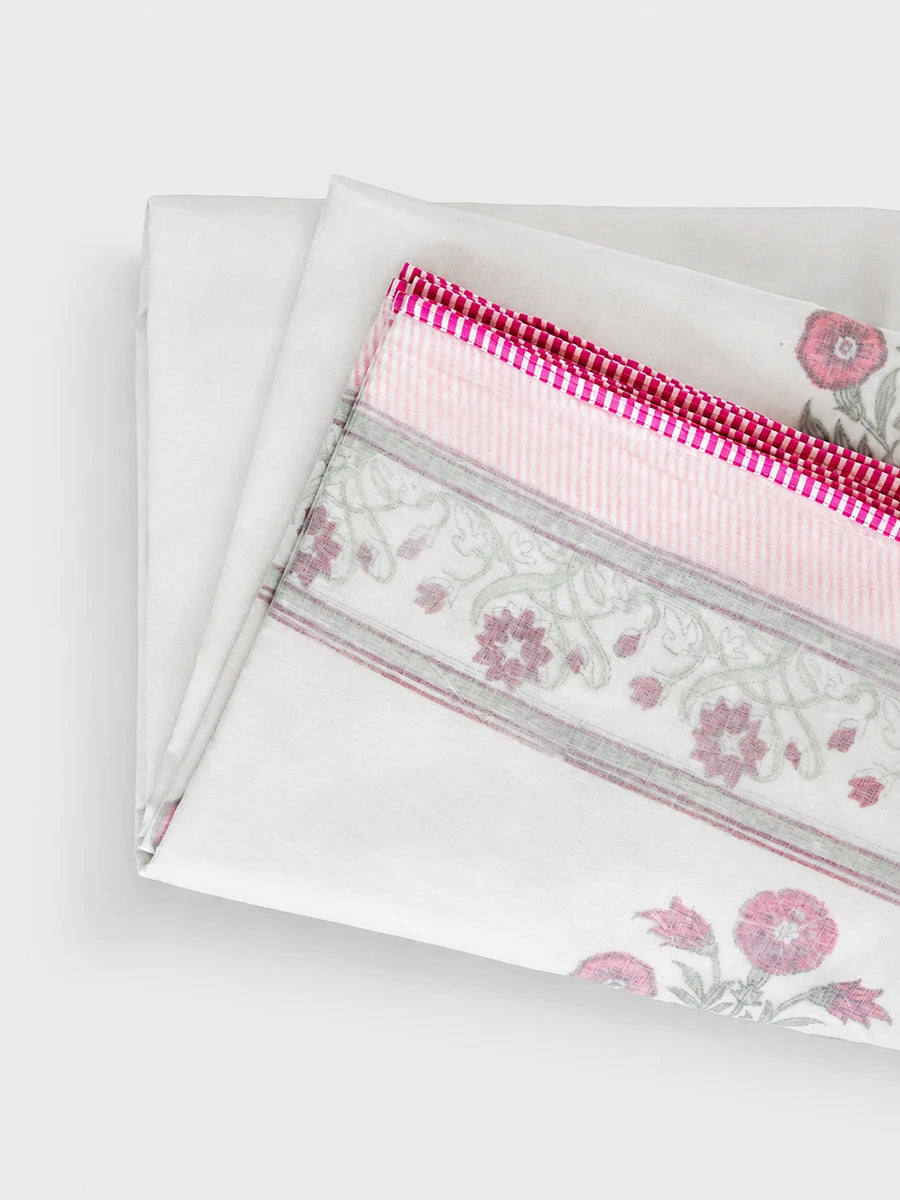 Elora Bloom Organic Muslin Blanket — Hand Block Printed