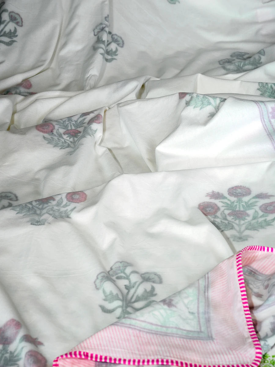 Elora Bloom Organic Muslin Blanket — Hand Block Printed