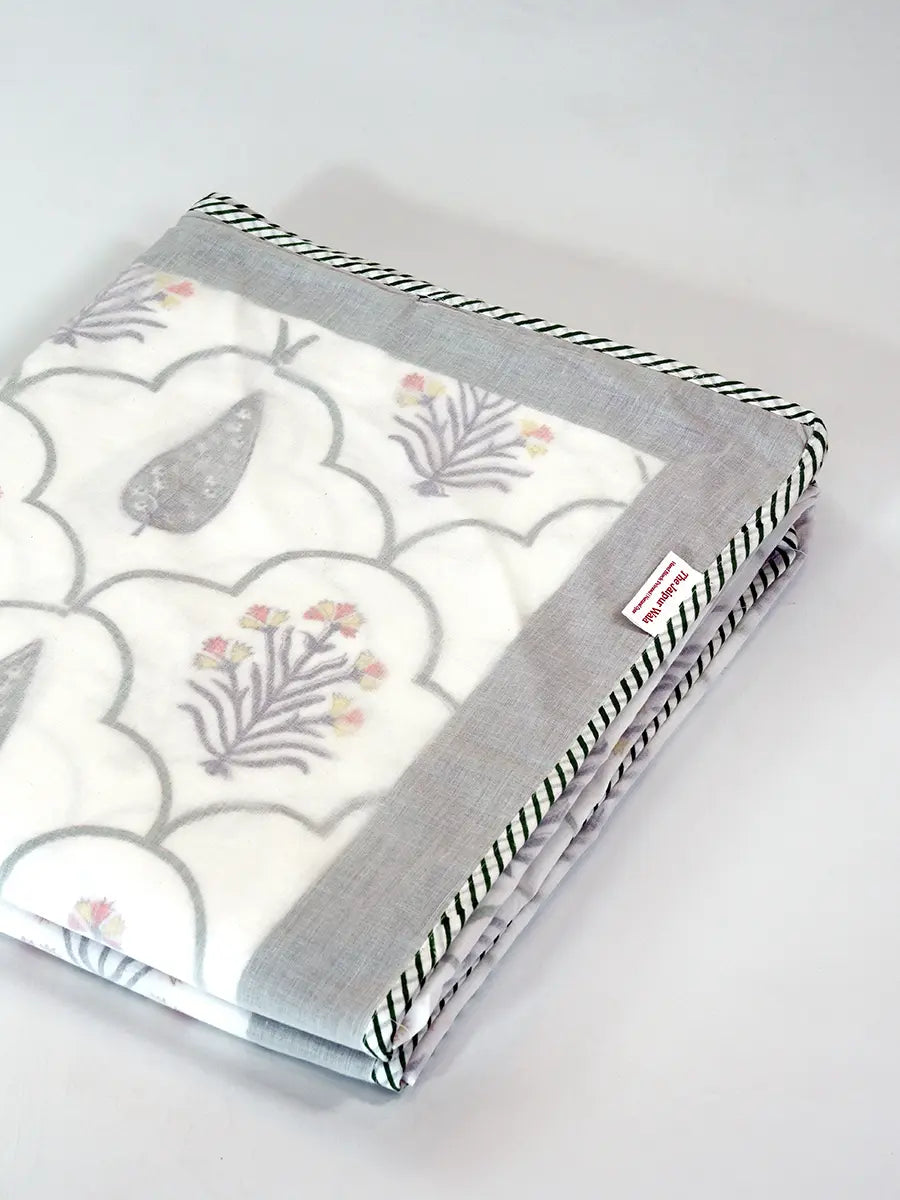 Floral Organic Muslin Blanket — Hand Block Printed