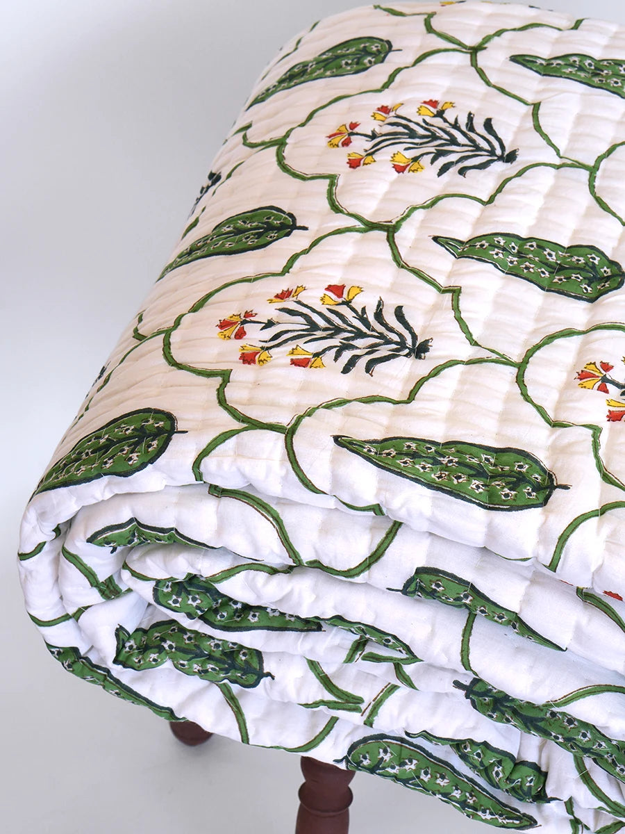 Floral Handstiched Organic Quilt