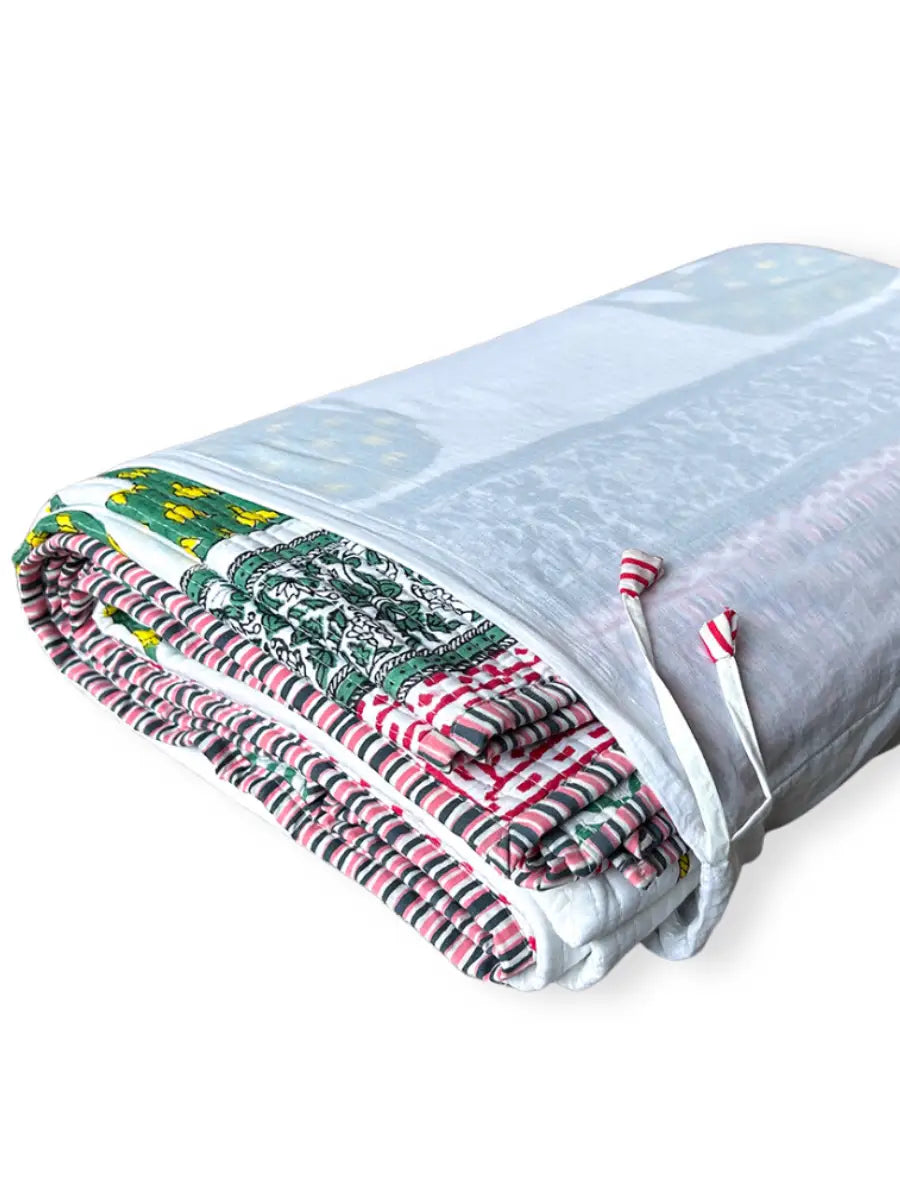 Elephant & Umbrella Organic Cotton Bedspread