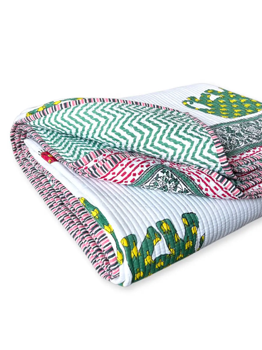 Elephant & Umbrella Organic Cotton Bedspread