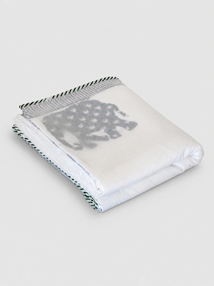 Elephant Organic Muslin Blanket — Hand Block Printed