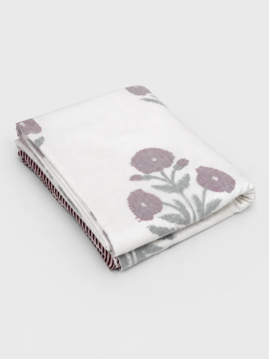 Lilac Bloom Organic Muslin Blanket — Hand Block Printed