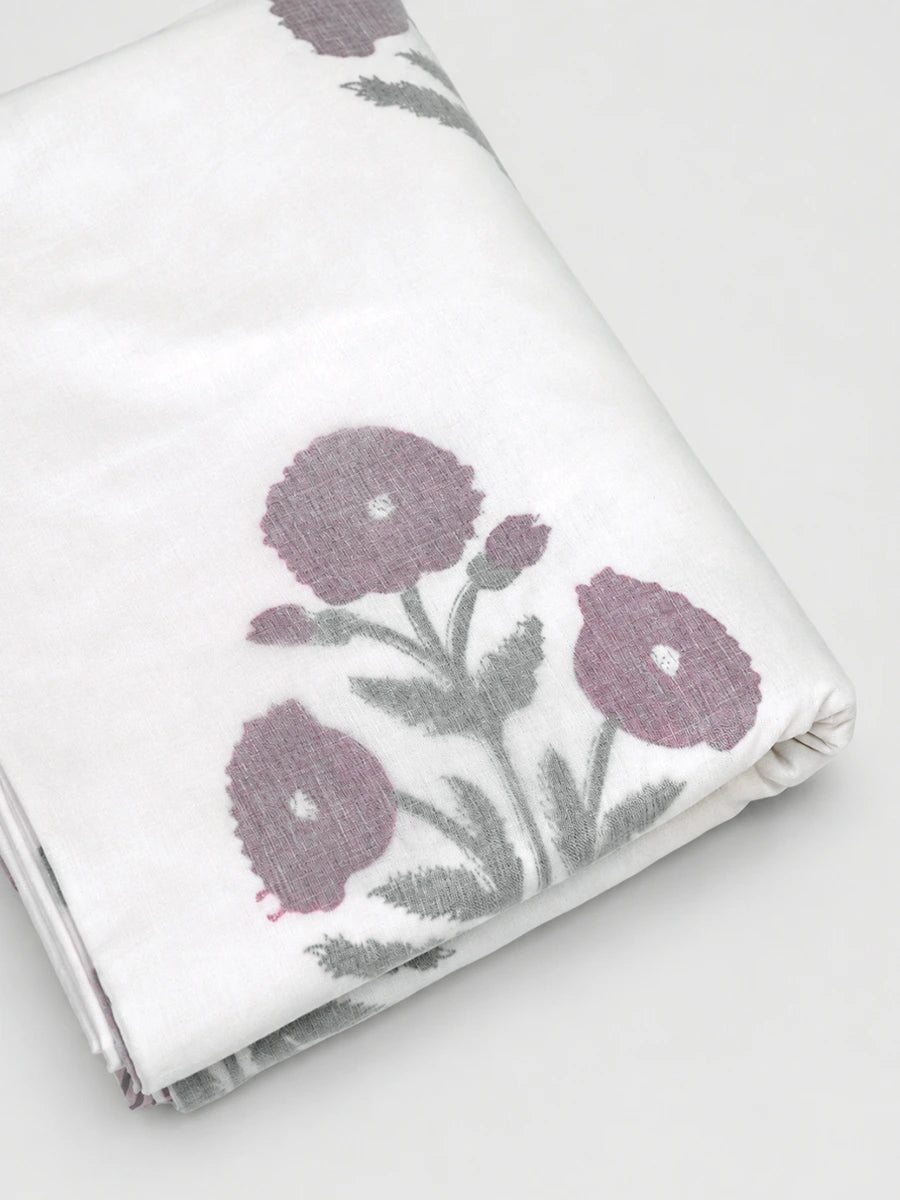 Lilac Bloom Organic Muslin Blanket — Hand Block Printed