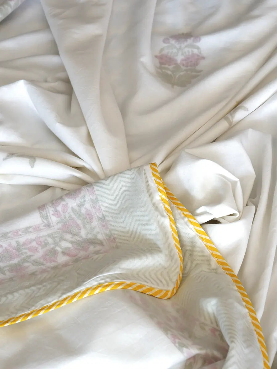 Ona Bloom Organic Muslin Blanket — Hand Block Printed