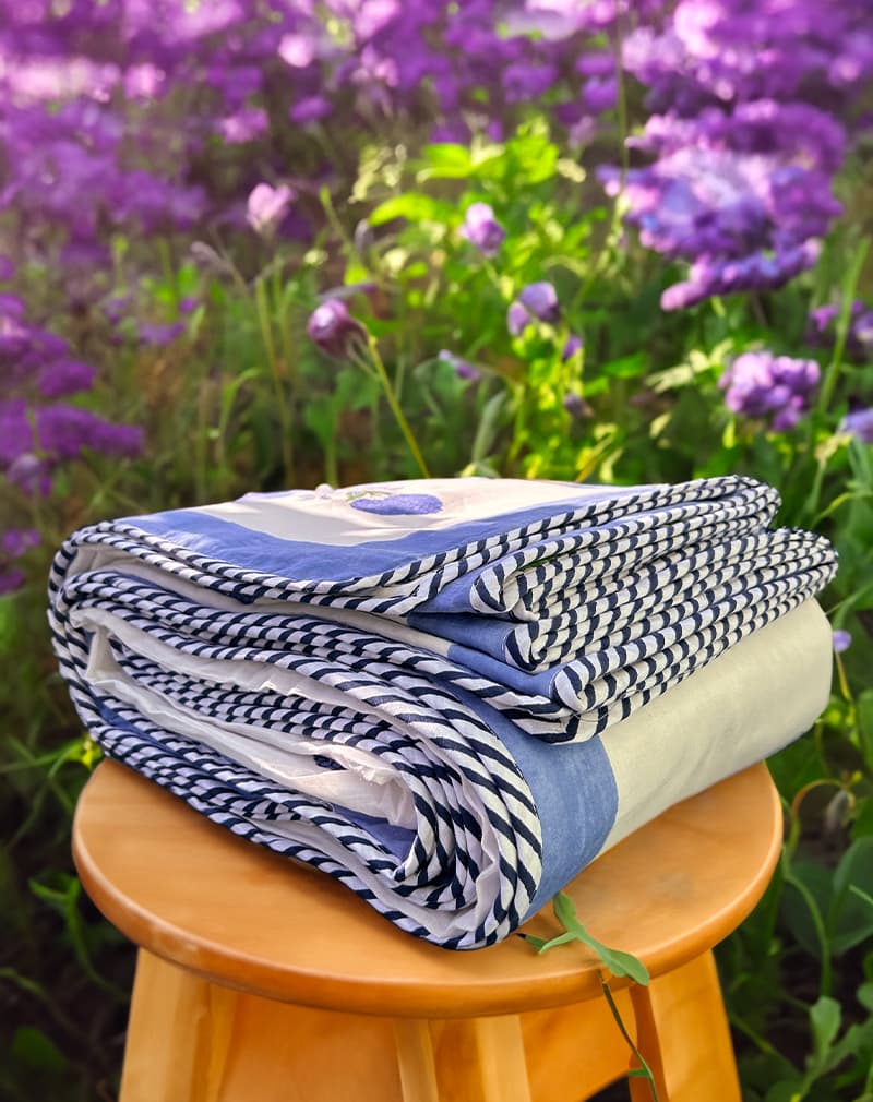 Iris Organic Hand Block Printed Blanket