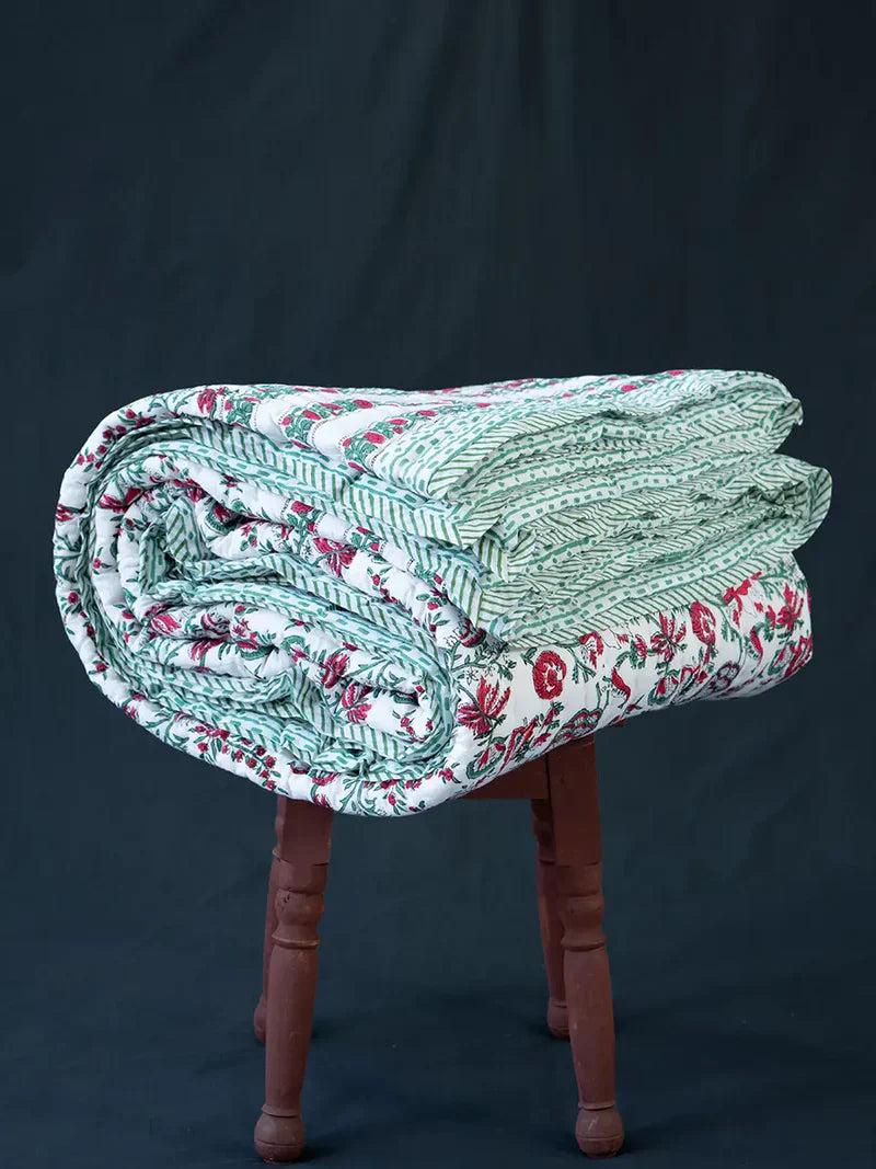 Poppy Hand Block Muslin Quilt