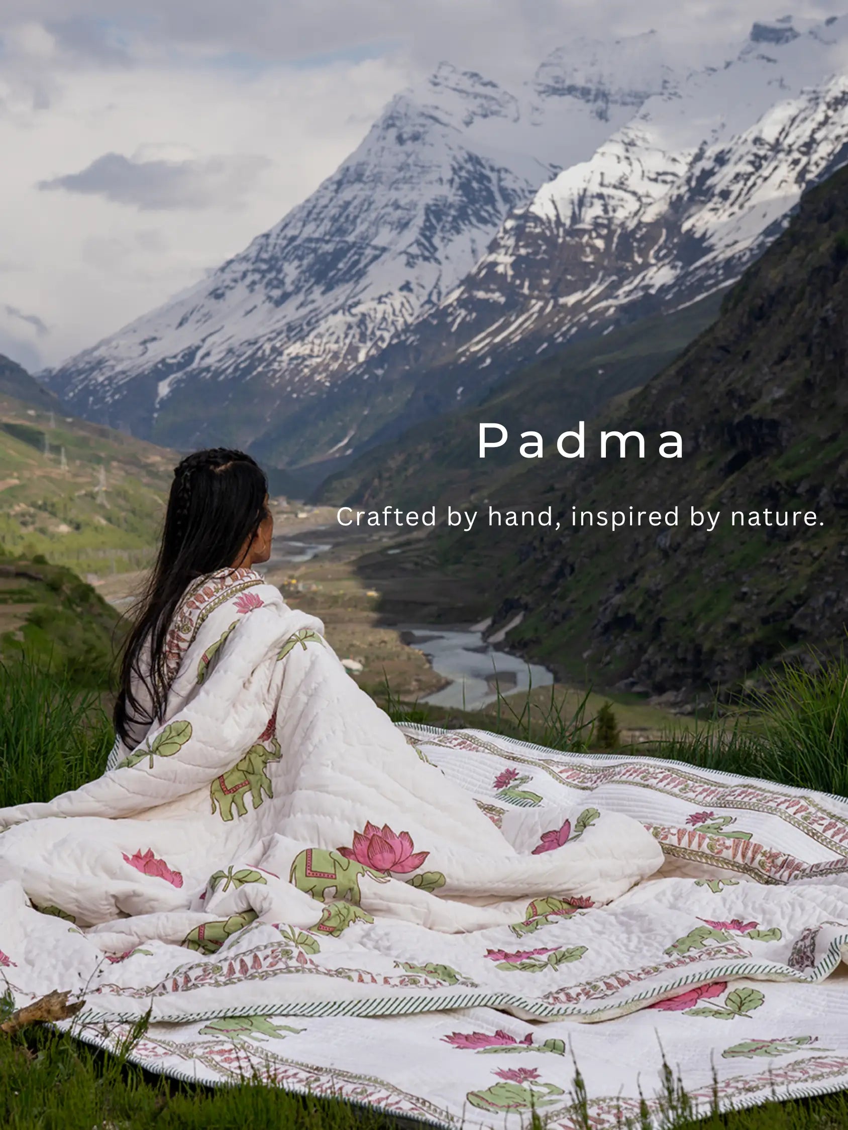 Padma Handstitched Hand Block Printed Organic Cotton Quilt