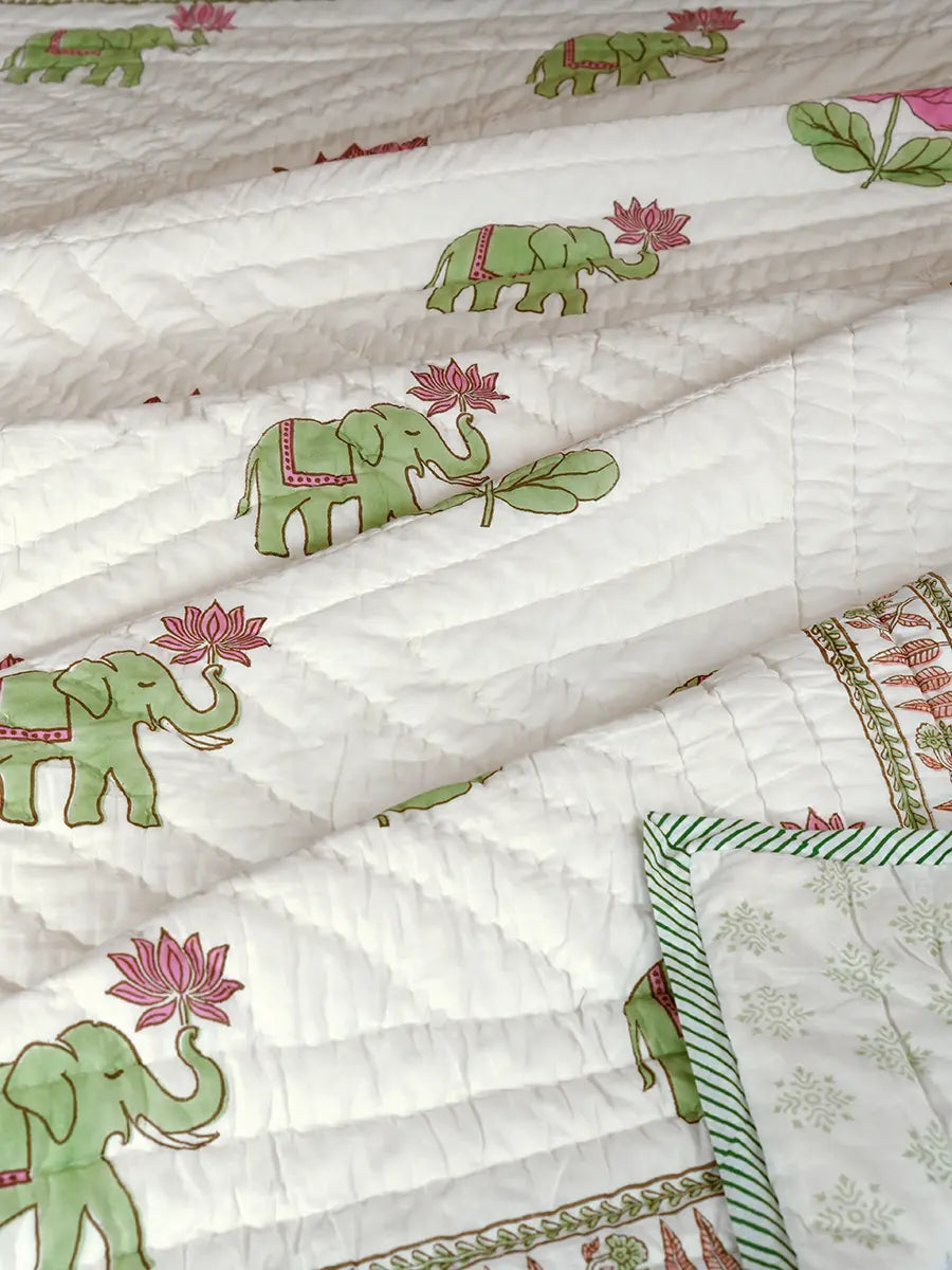 Padma Handstitched Hand Block Printed Organic Cotton Quilt