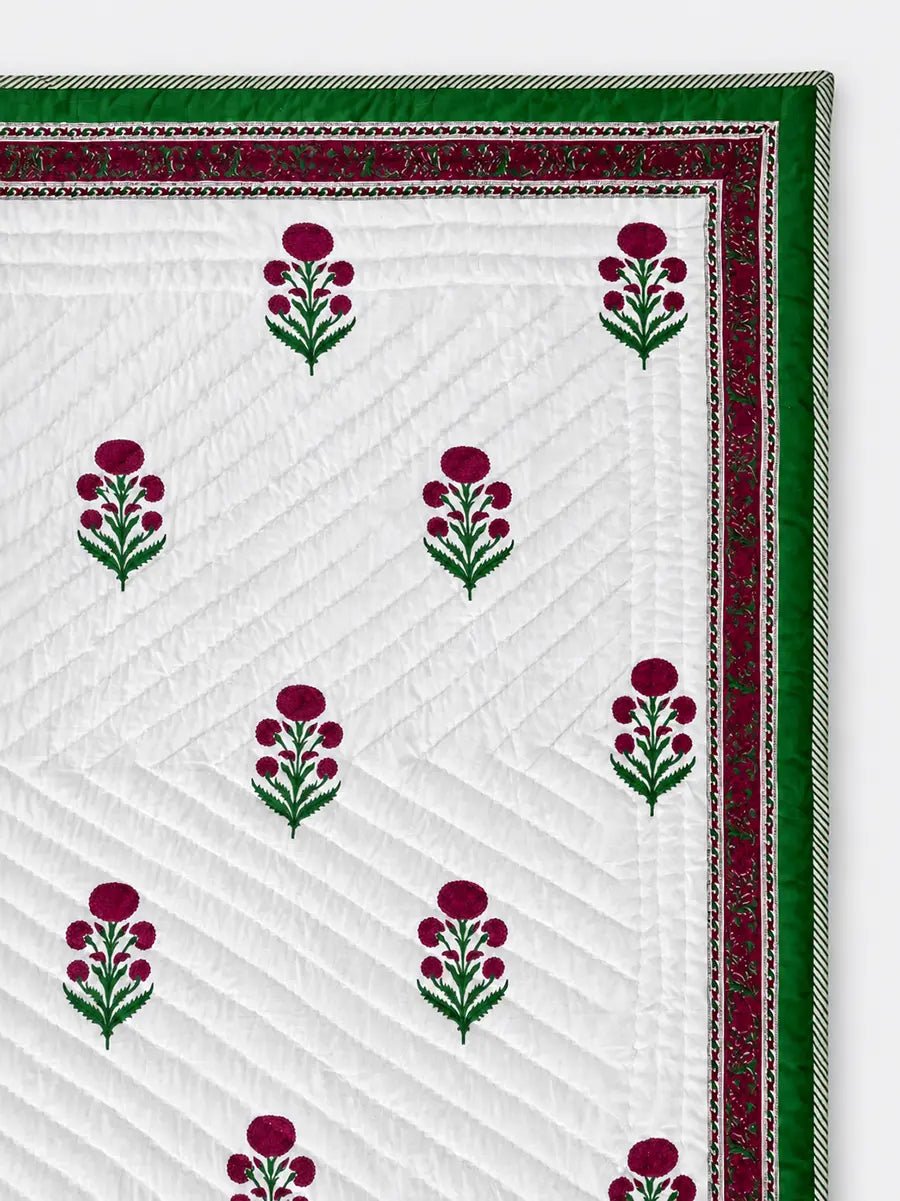 EverBloom Handstitched Hand Block Printed Organic Cotton Quilt