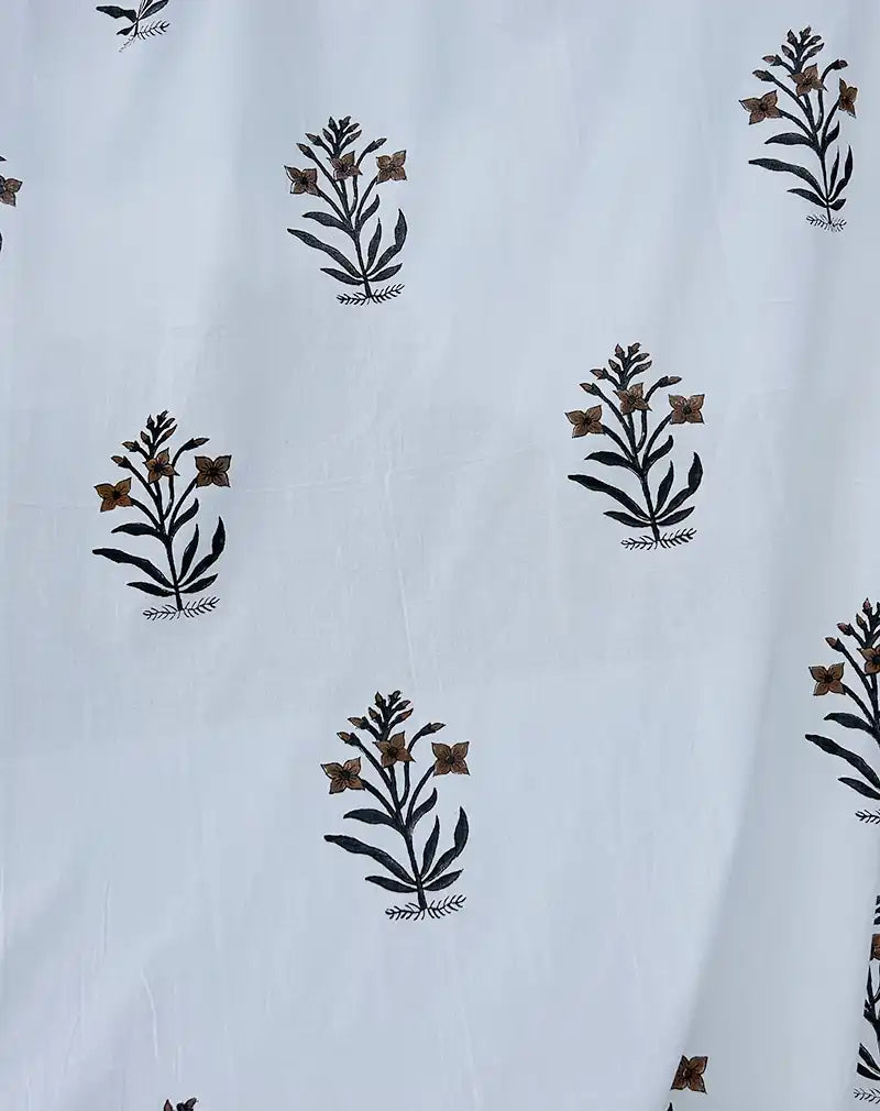 Umber Hand Block Printed Cotton Curtain