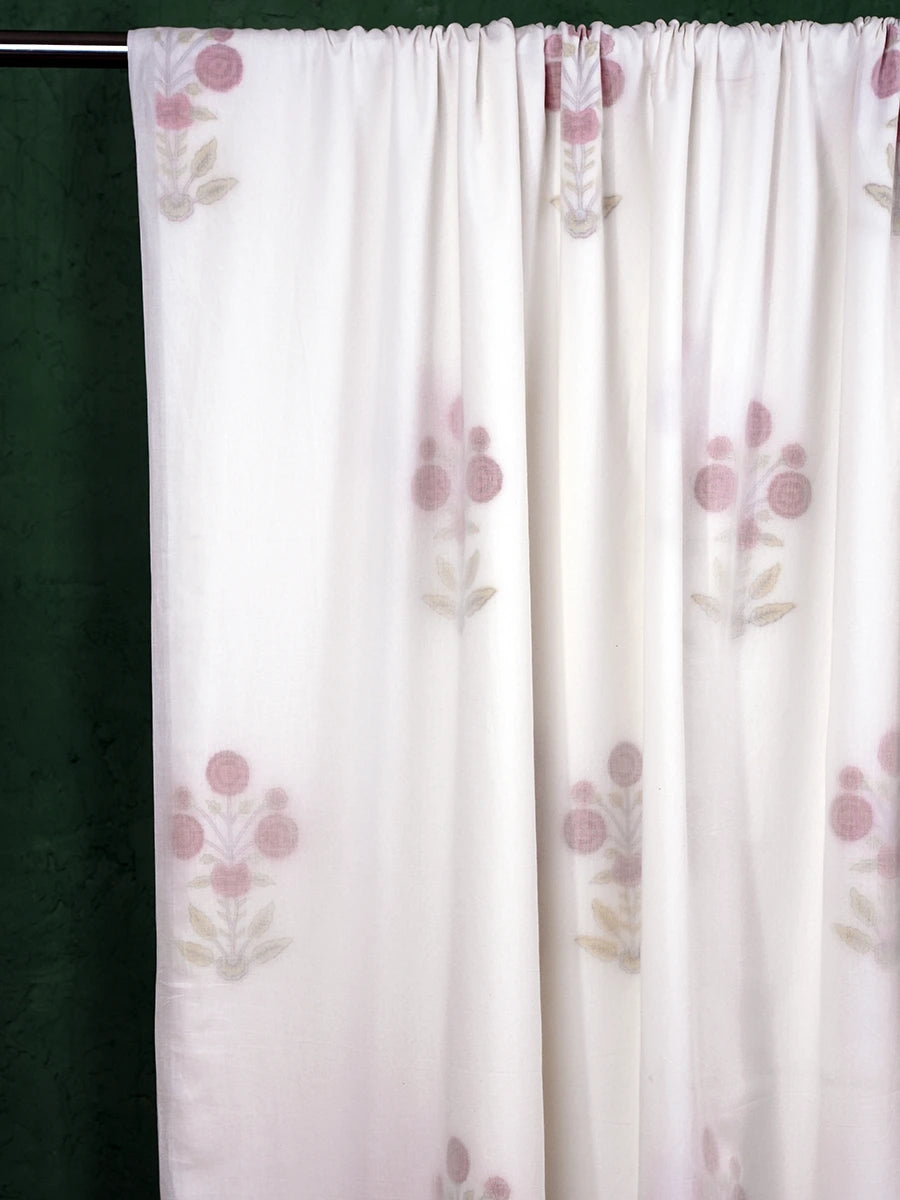 Whisper Bloom Organic Muslin Blanket — Hand Block Printed