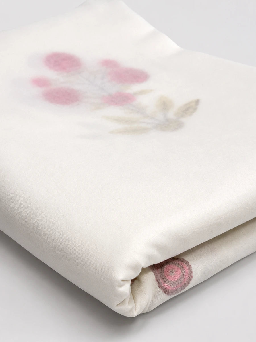 Whisper Bloom Organic Muslin Blanket — Hand Block Printed