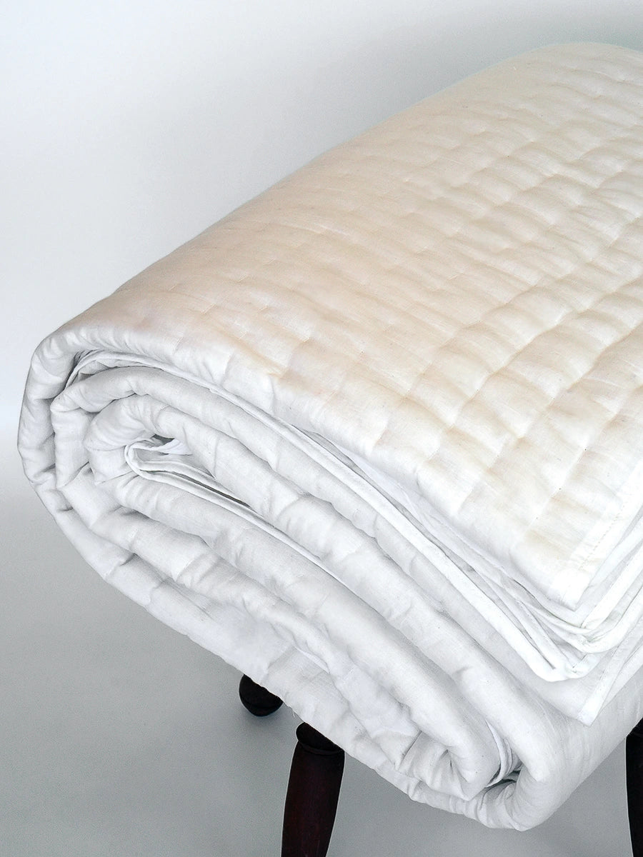White Handstitched Organic Quilt