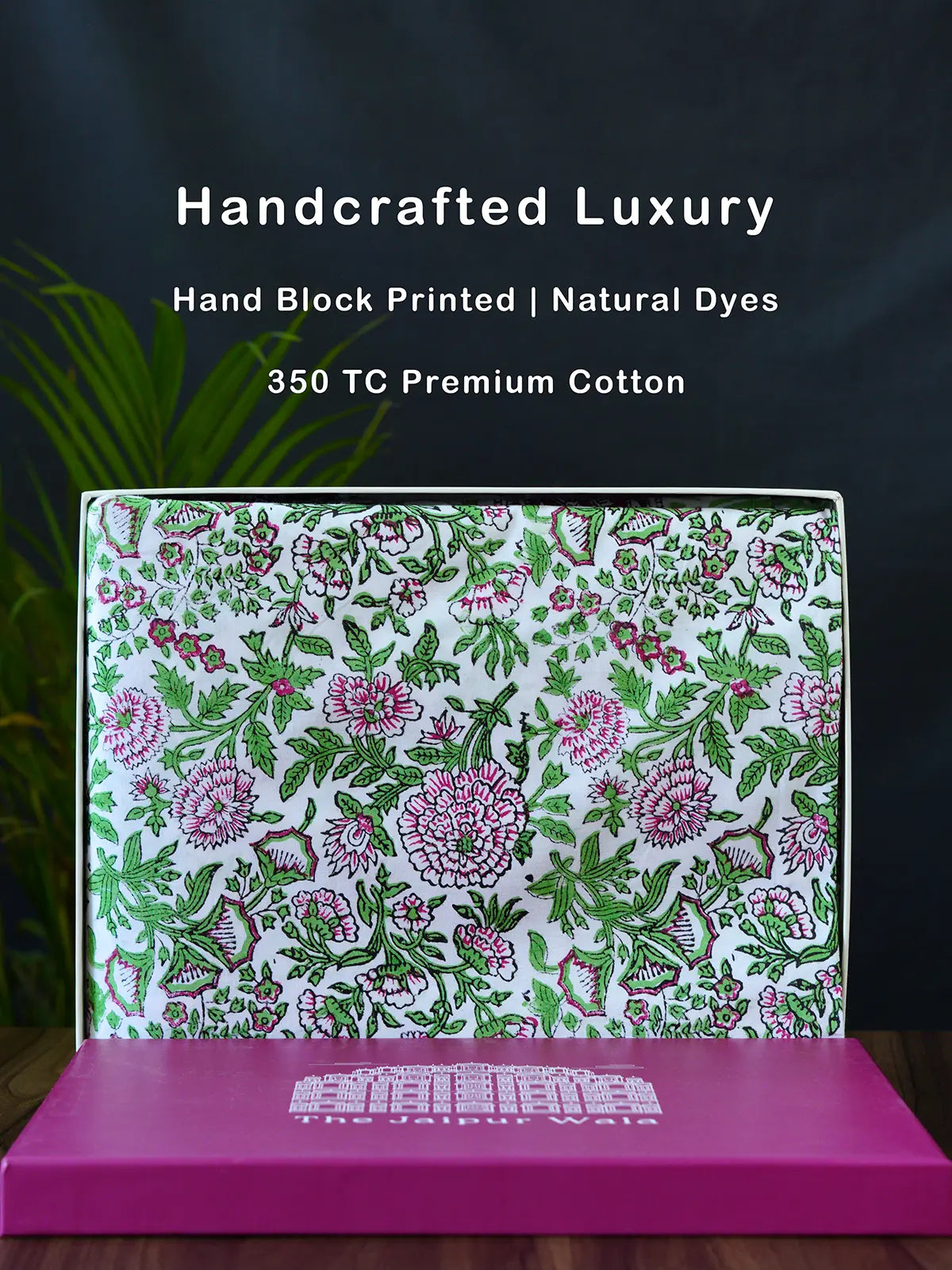 Misty hand block printed organic percale cotton sheet set — care guide