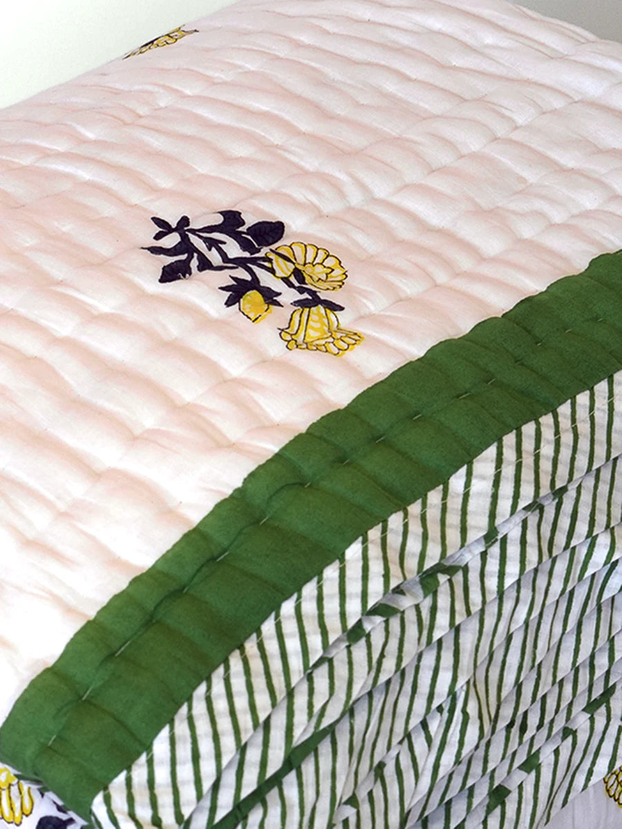 Mint Handstitched Organic Quilt