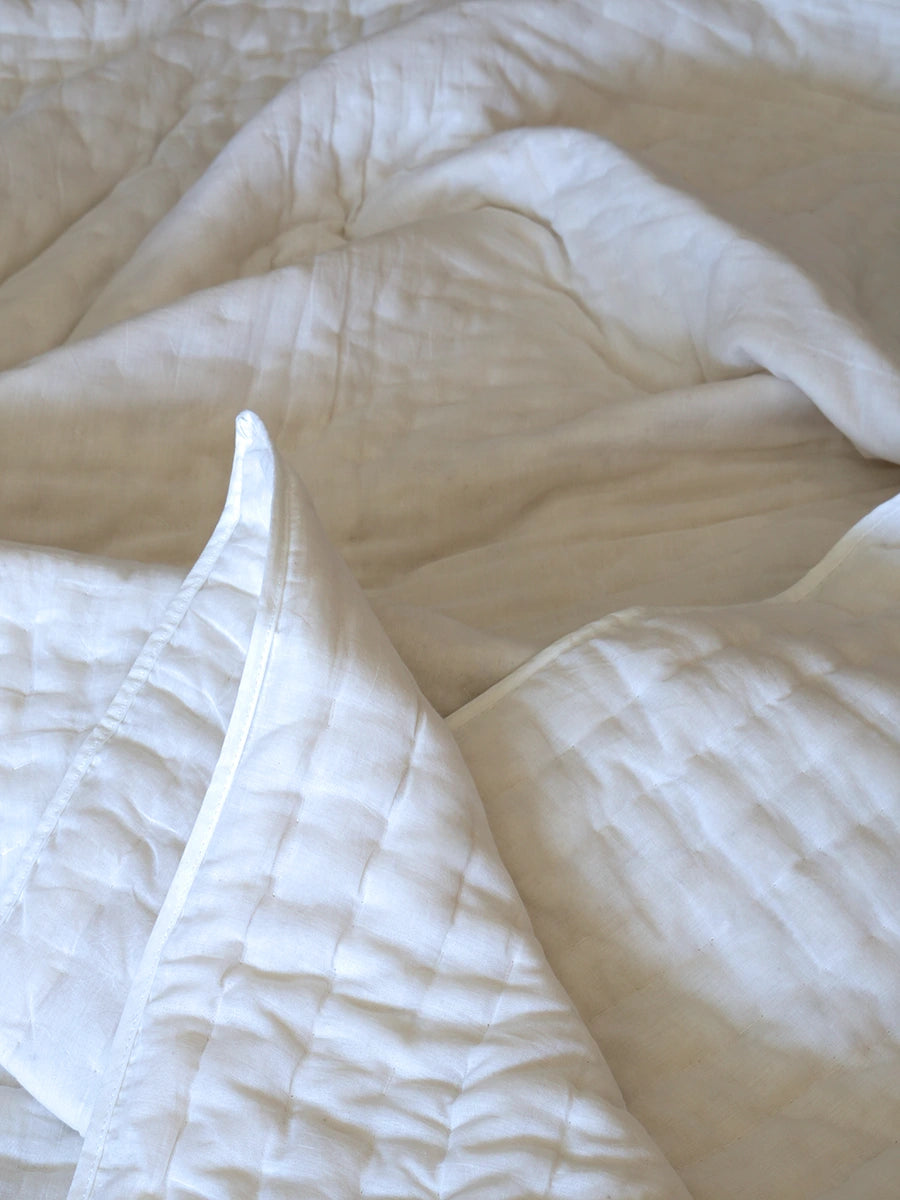 White Handstitched Organic Quilt