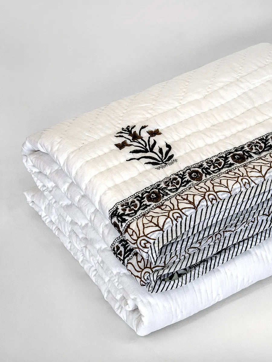 Umber Hand Block Printed Quilt