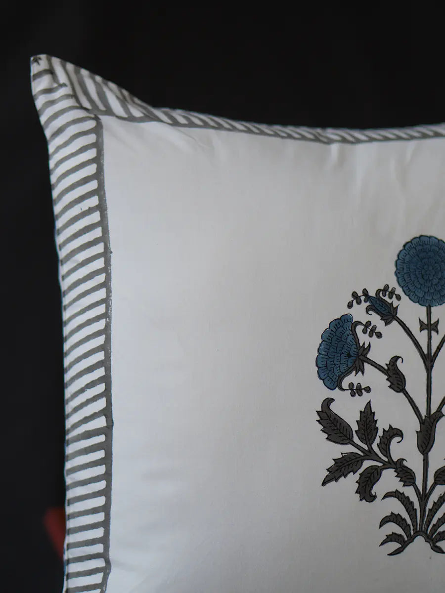 Aster Hand block percale pillow cover