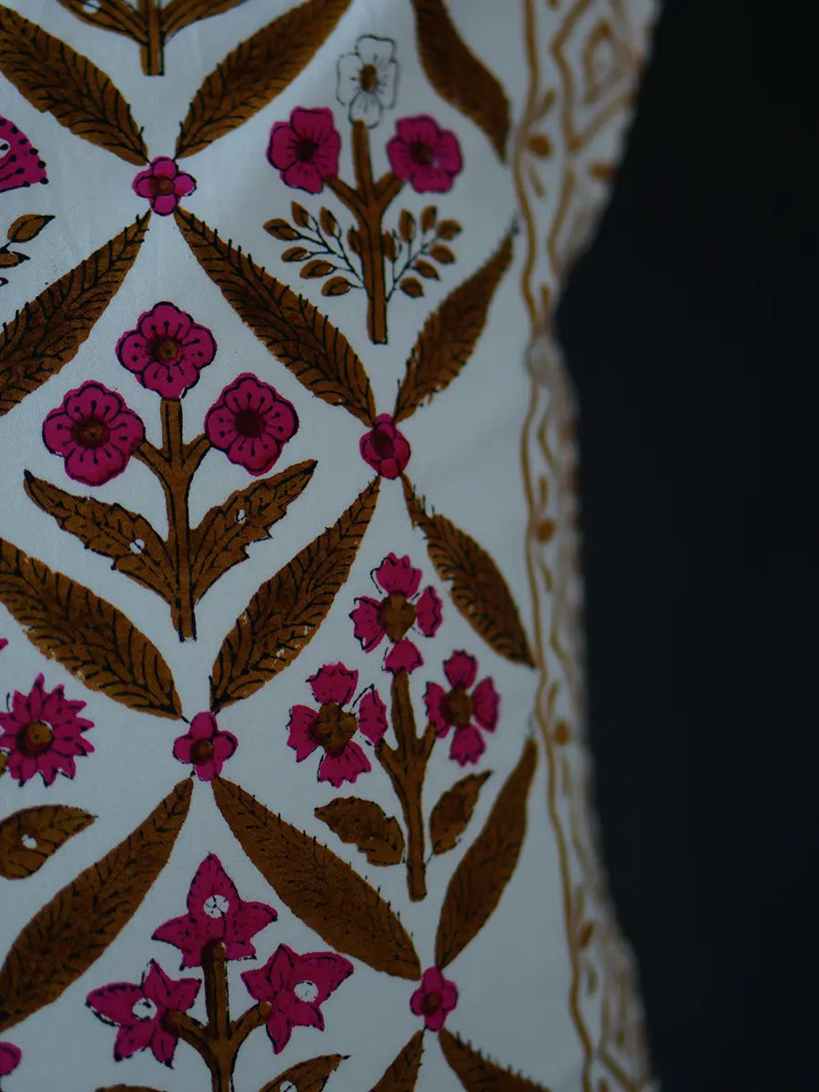 Bagh-e-Noor Hand block percale pillow cover