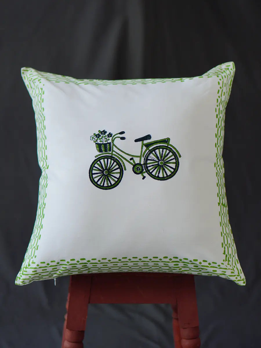 Cycle Hand block percale pillow cover