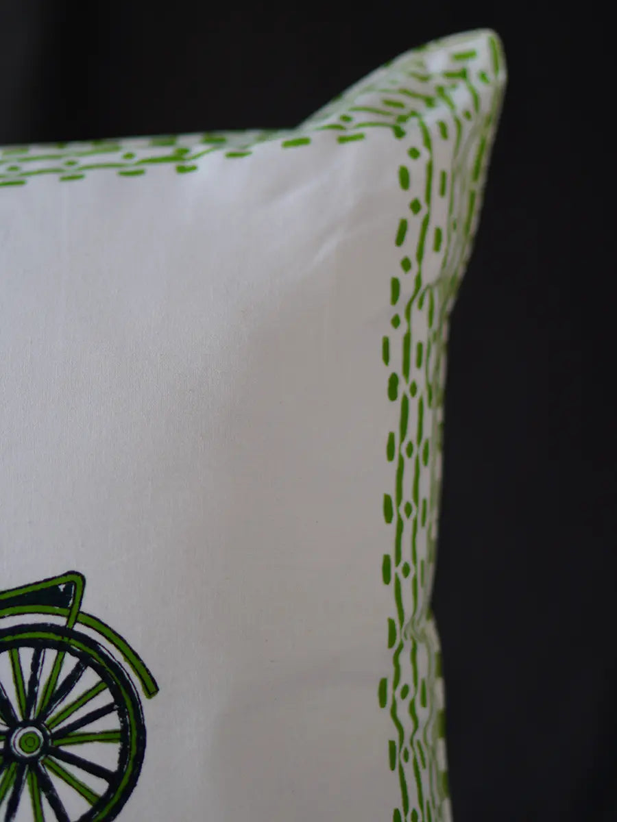 Cycle Hand block percale pillow cover