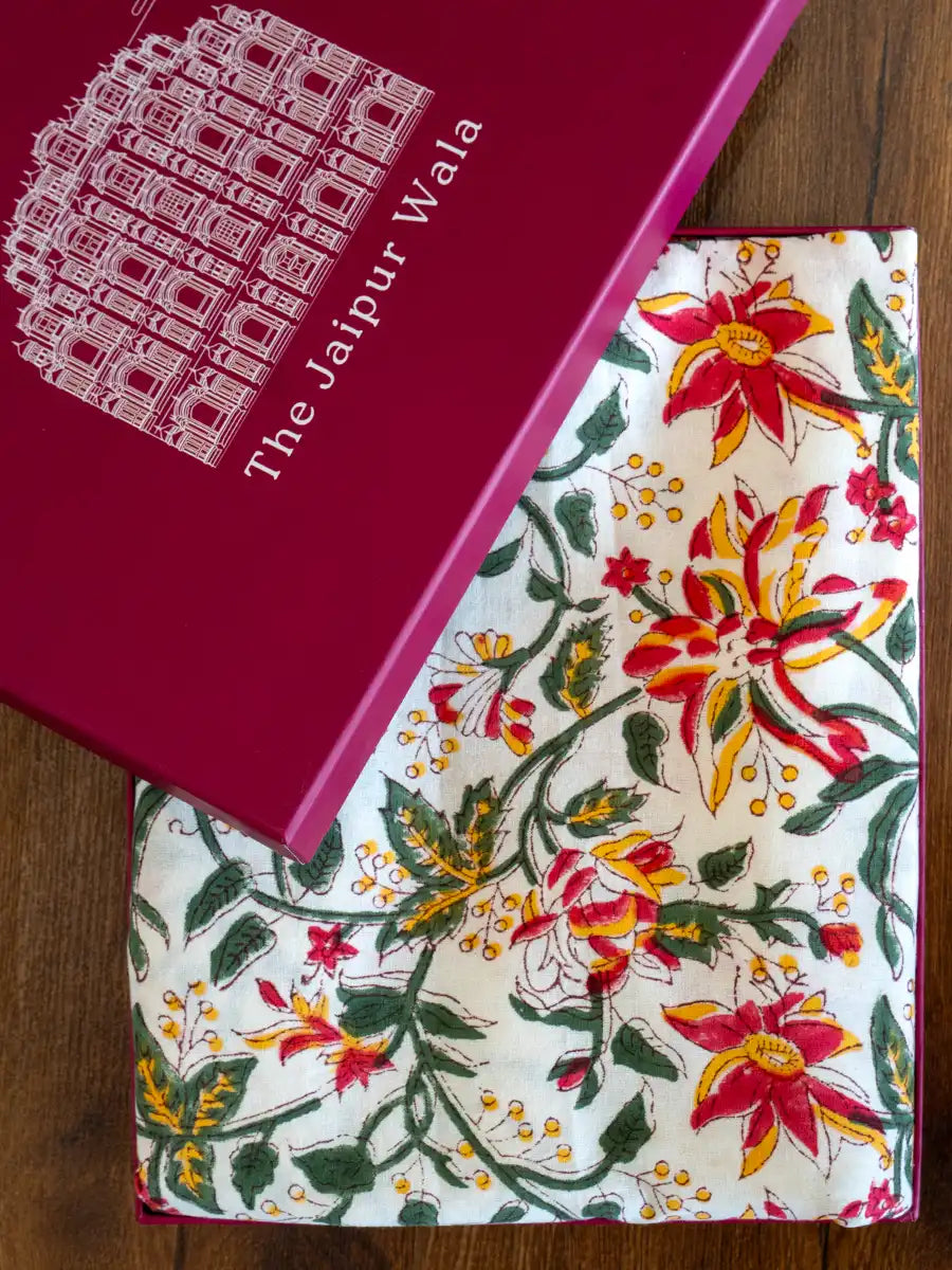 Blooming Garden Hand Block Printed Tablecloth