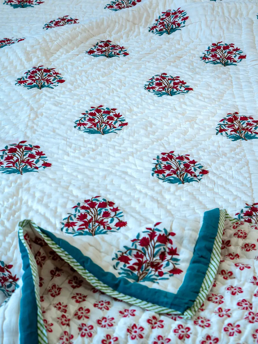 Calla Hand Block Muslin Quilt