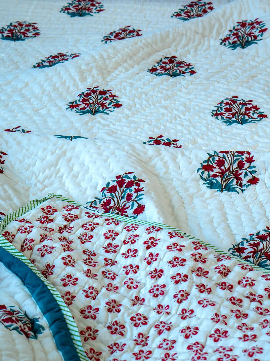 Calla Hand Block Muslin Quilt