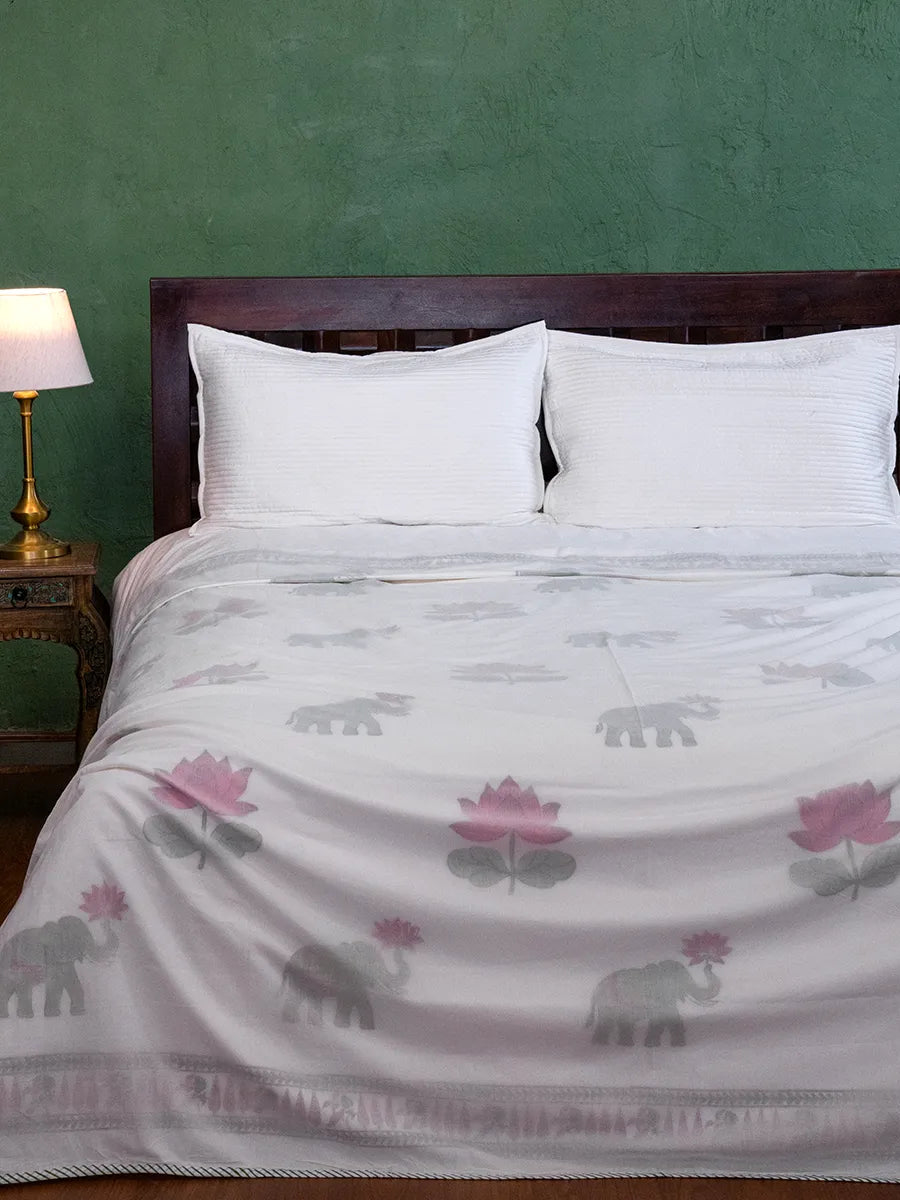 Padma Organic Muslin Blanket — Hand Block Printed