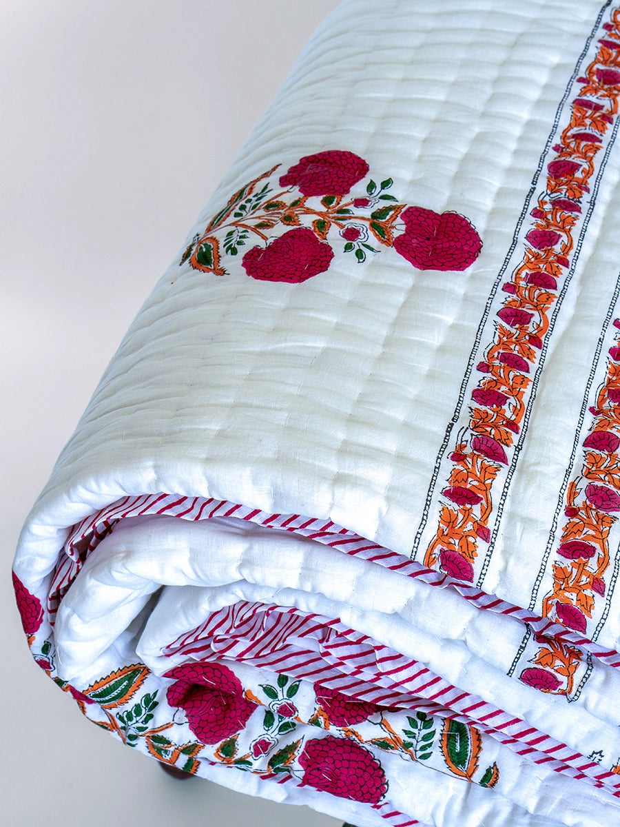 Dahlia Handstitched Organic Quilt