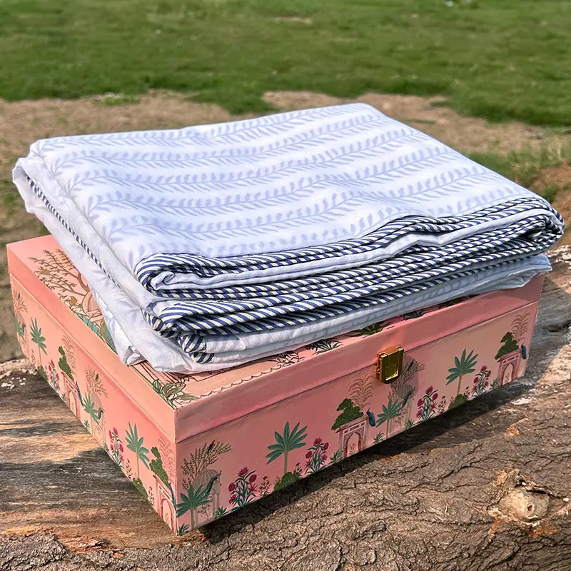 Daisy Organic Hand Block Printed Blanket