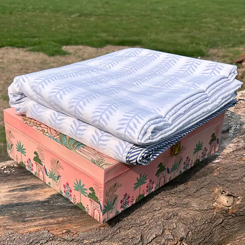 Daisy Organic Hand Block Printed Blanket