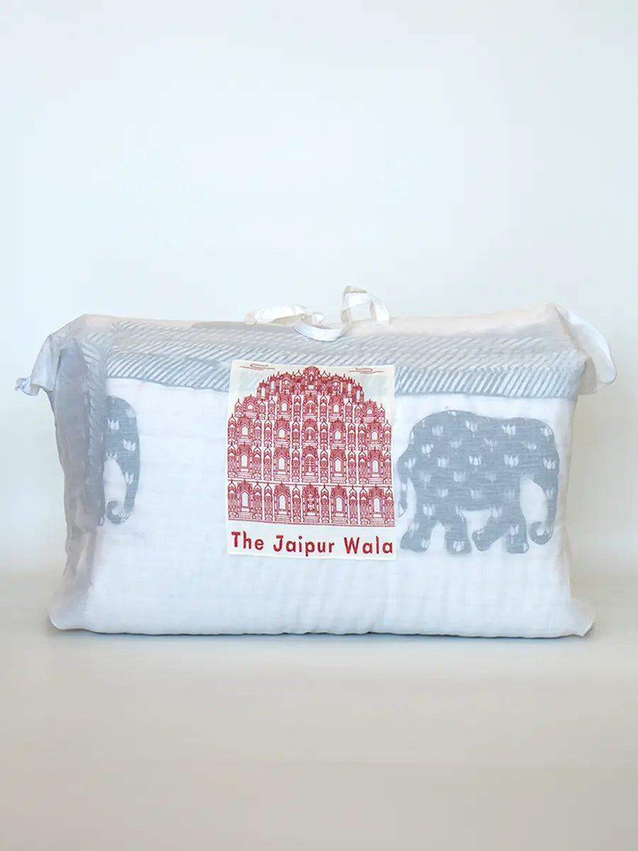 Elephant Handstitched Organic Quilt
