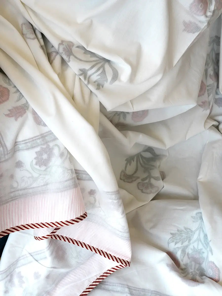 Elora Bloom Organic Muslin Blanket — Hand Block Printed