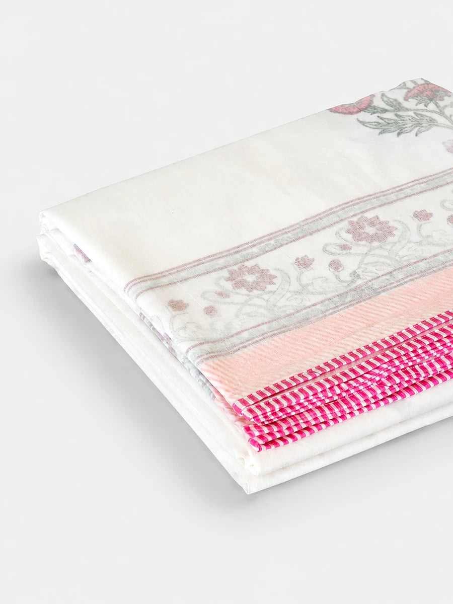 Elora Bloom Organic Muslin Blanket — Hand Block Printed