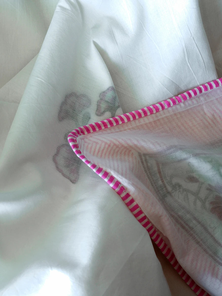 Elora Bloom Organic Muslin Blanket — Hand Block Printed