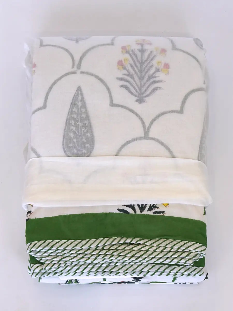 Floral Organic Mulmul Blanket — Hand Block Printed