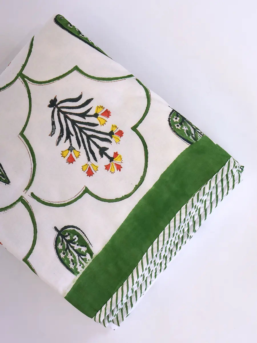 Floral Organic Mulmul Blanket — Hand Block Printed